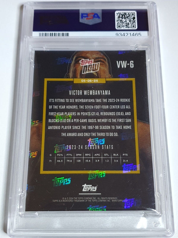 2023 Topps Now Victor Wembanyama RC #VW6 Rookie of the Year - PSA 9 (Low POP)