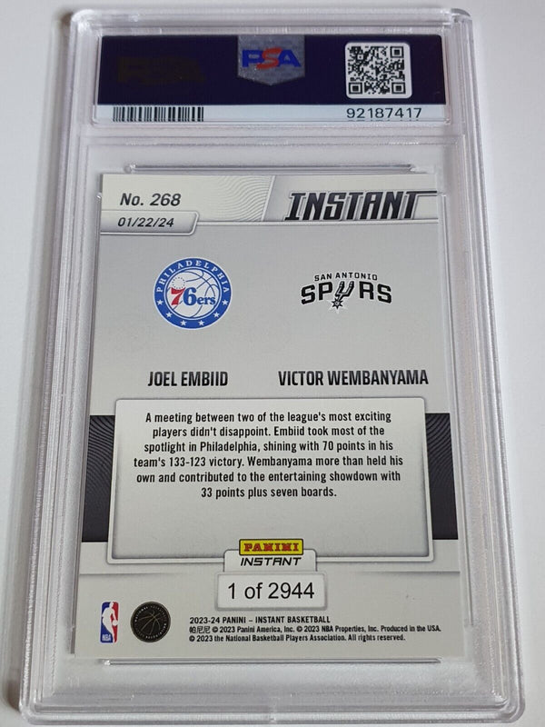 2023 Panini Instant Wembanyama/Embiid Rookie #268 /2944 RC - PSA 9 (Low POP)