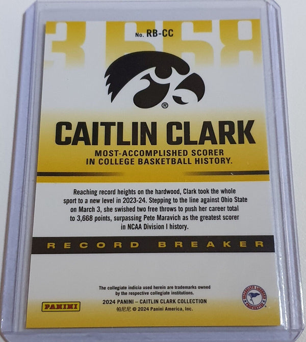 2024 Panini Caitlin Clark Rookie Collection #RB-CC Record Breaker Ready to Grade