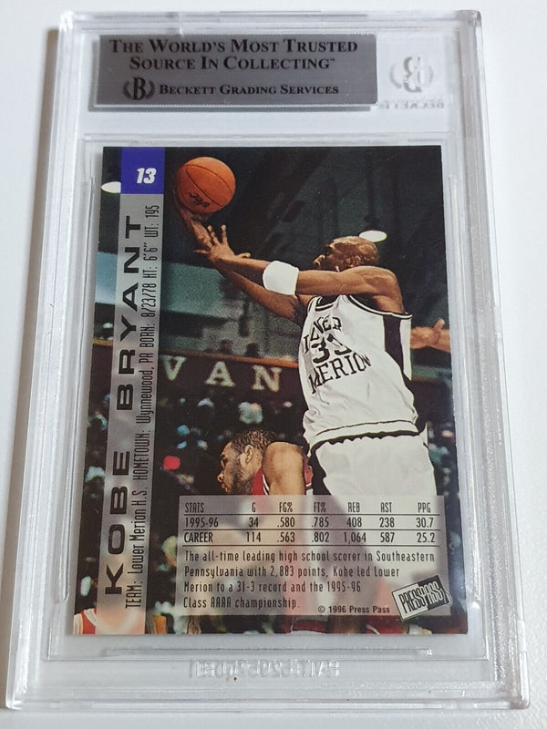 1996 Press Pass Kobe Bryant Rookie #13 SILVER Foil Swisssh - BGS 9 (POP 18)