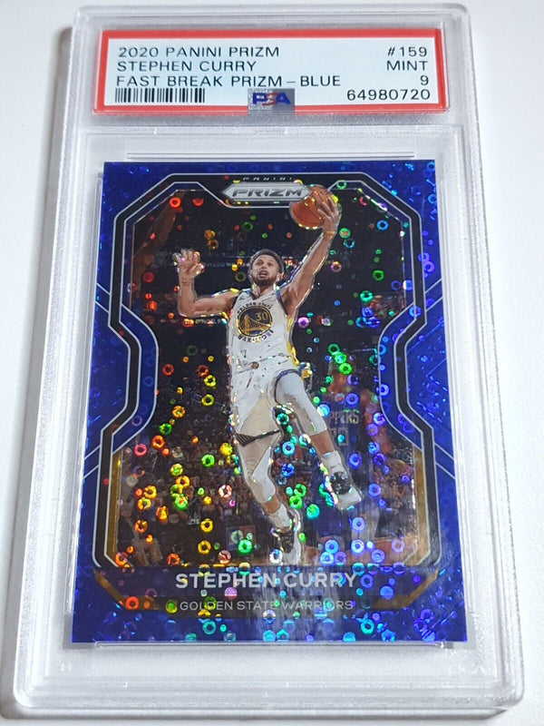 2020 Panini Prizm Stephen Curry #159 FAST BREAK BLUE /175 Prizm - PSA 9 (POP 14)