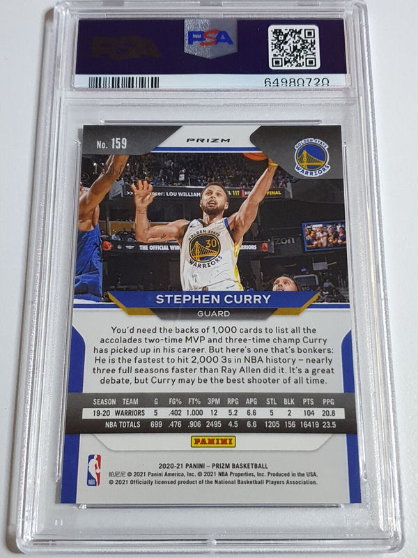 2020 Panini Prizm Stephen Curry #159 FAST BREAK BLUE /175 Prizm - PSA 9 (POP 14)