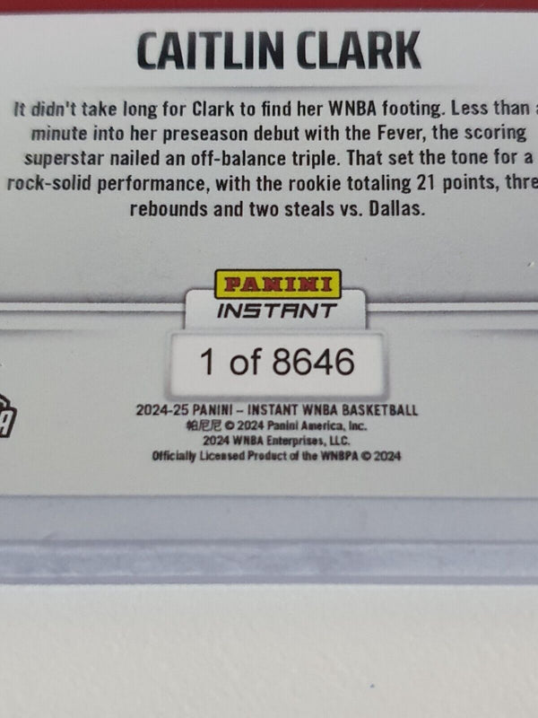 2024 Panini Instant WNBA Caitlin Clark Rookie #1 /8646 RC - Ready to Grade