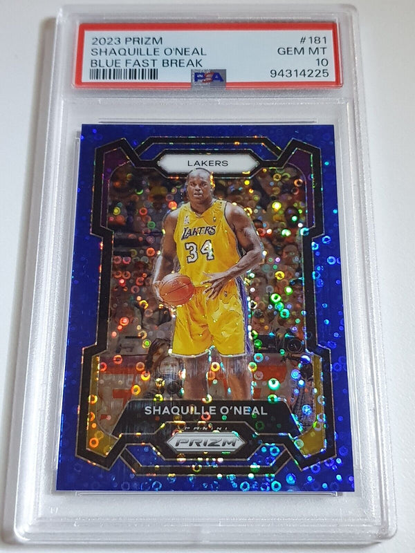 2023 Prizm Shaquille O'Neal #181 BLUE FAST BREAK /150 Prizm - PSA 10 (POP 8)