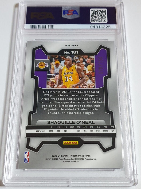 2023 Prizm Shaquille O'Neal #181 BLUE FAST BREAK /150 Prizm - PSA 10 (POP 8)