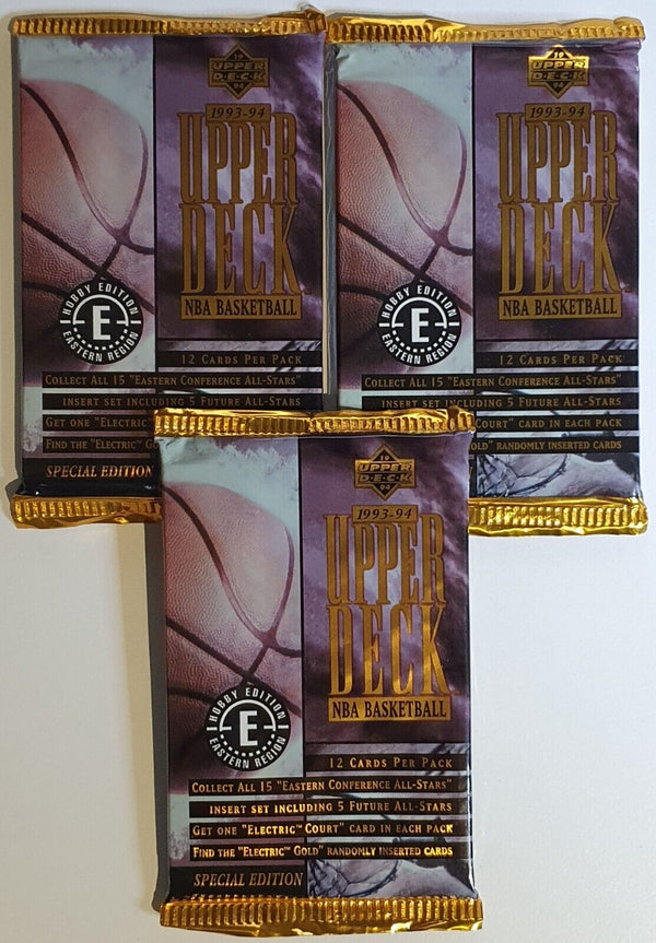 Lot of 3 x Packs of 1993-94 Upper Deck NBA Basketball Hobby Edition - Sealed