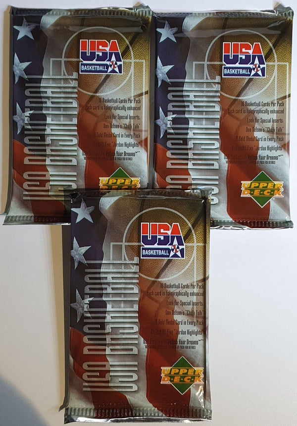 Lot of 3 x Packs of 1994 Upper Deck USA Basketball Olympic Team - Sealed Packs