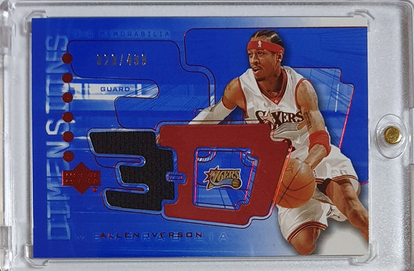 2003 UD Triple Dimensions Allen Iverson #PATCH /499 Game Worn Jersey - Rare