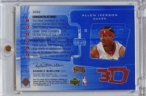 2003 UD Triple Dimensions Allen Iverson #PATCH /499 Game Worn Jersey - Rare