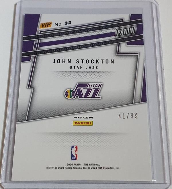 2024 Panini National VIP John Stockton #32 GREEN SPARKLE /99 Holo - Rare