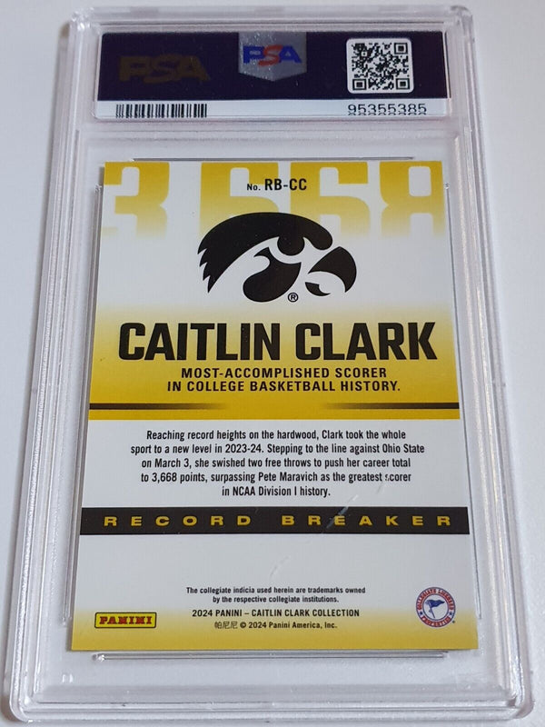 2024 Panini Caitlin Clark Rookie #RBCC Record Breaker RC - PSA 9 (Low POP)