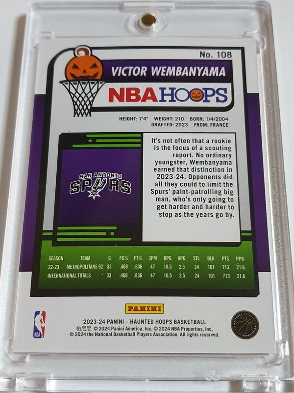 2023 Panini Haunted Hoops Victor Wembanyama Rookie #108 ORANGE Edition Perfect Edges Cards 2023 Panini Haunted Hoops Victor Wembanyama Rookie #108 ORANGE Edition Perfect Edges Cards