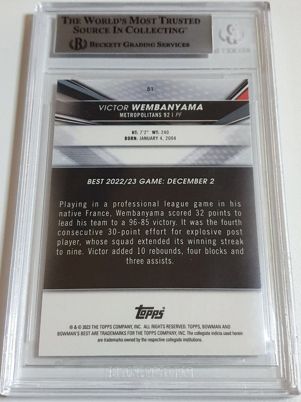 2023 Bowman University Victor Wembanyama Rookie #51 RC - BGS 9 (LOW POP)