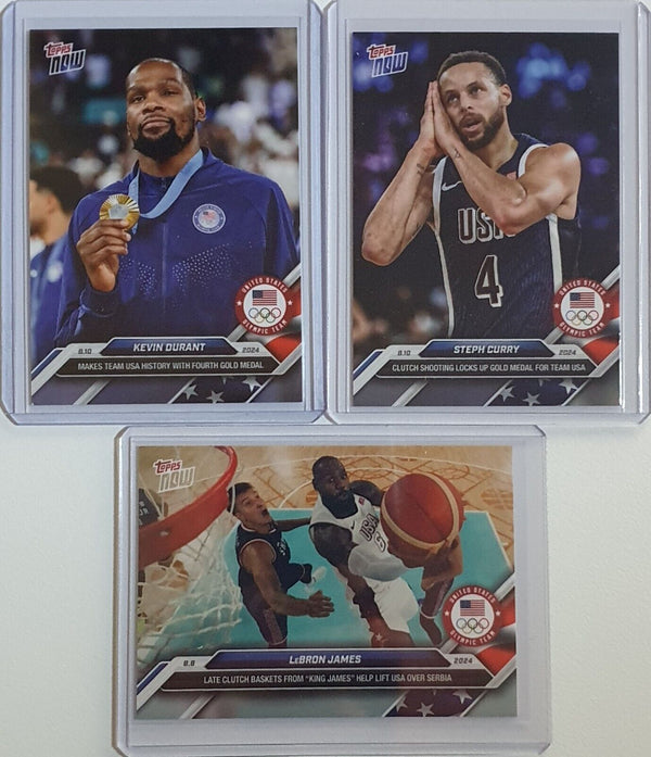 2024 Topps Now Olympics Stephen Curry LeBron James Kevin Durant - Team USA