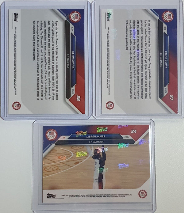 2024 Topps Now Olympics Stephen Curry LeBron James Kevin Durant - Team USA