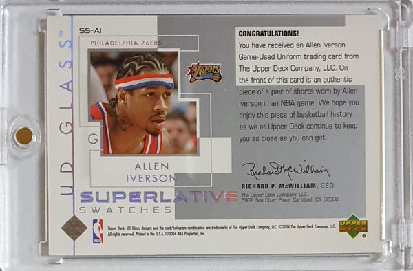 2003 Upper Deck Glass Allen Iverson #PATCH Game Worn Jersey - Rare