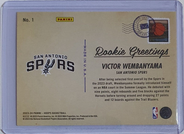 2023 NBA Hoops Victor Wembanyama #1 Rookie Greetings RC - Ready to Grade