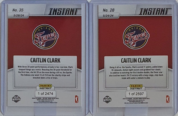 2024 Panini Instant WNBA Caitlin Clark Lot of 2 Rookie Cards #35 #28 RC - Rare