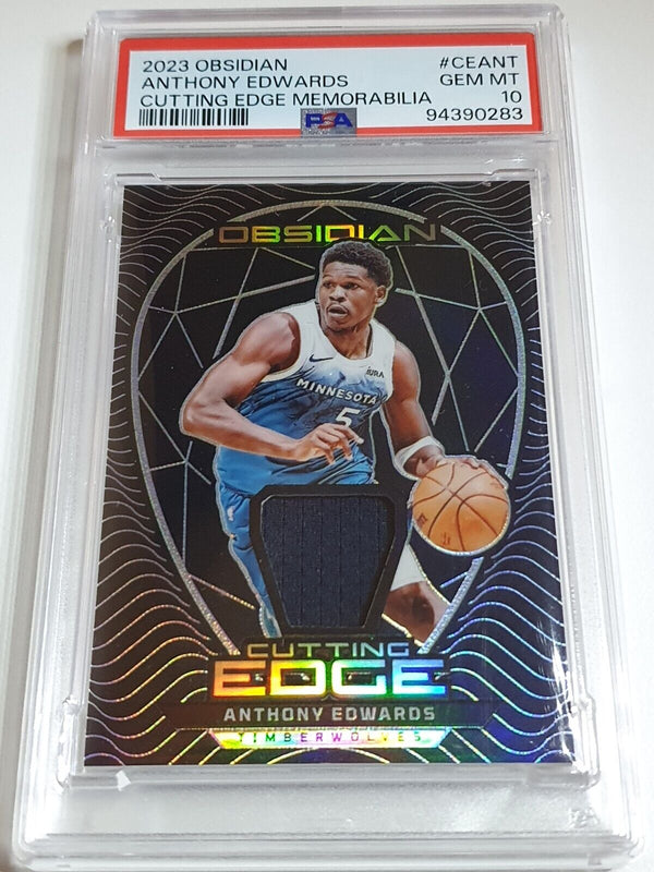 2023 Obsidian Anthony Edwards #PATCH /249 HOLO Game Worn Jersey - PSA 10 (POP 3)