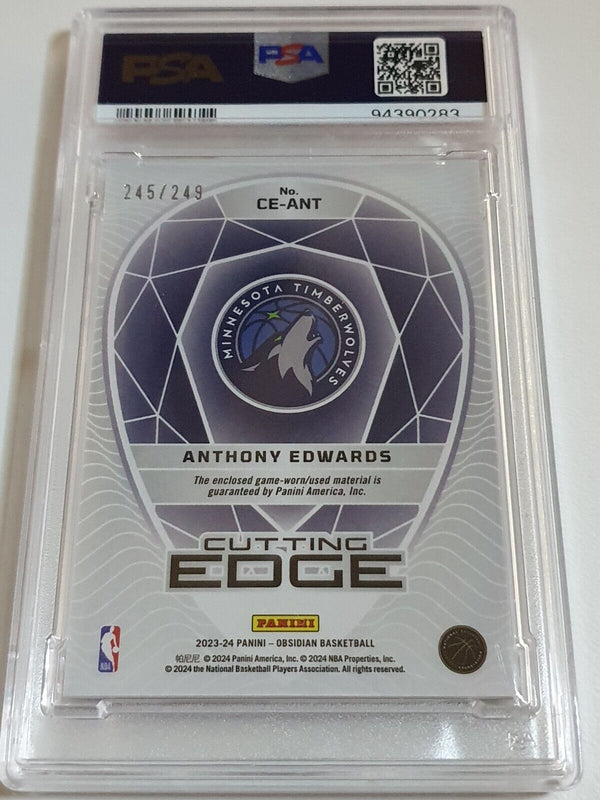 2023 Obsidian Anthony Edwards #PATCH /249 HOLO Game Worn Jersey - PSA 10 (POP 3)