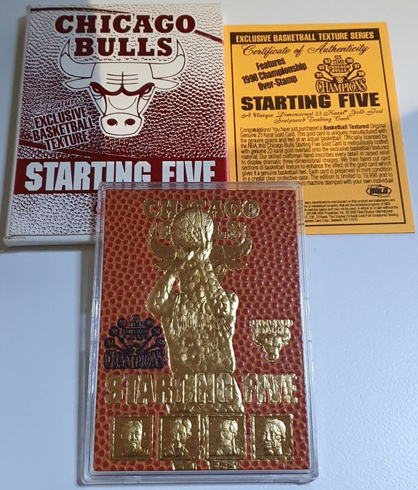 1997 NBA Hoops Chicago Bulls 23KT GOLD CARD Starting 5 - Jordan Pippen Rodman