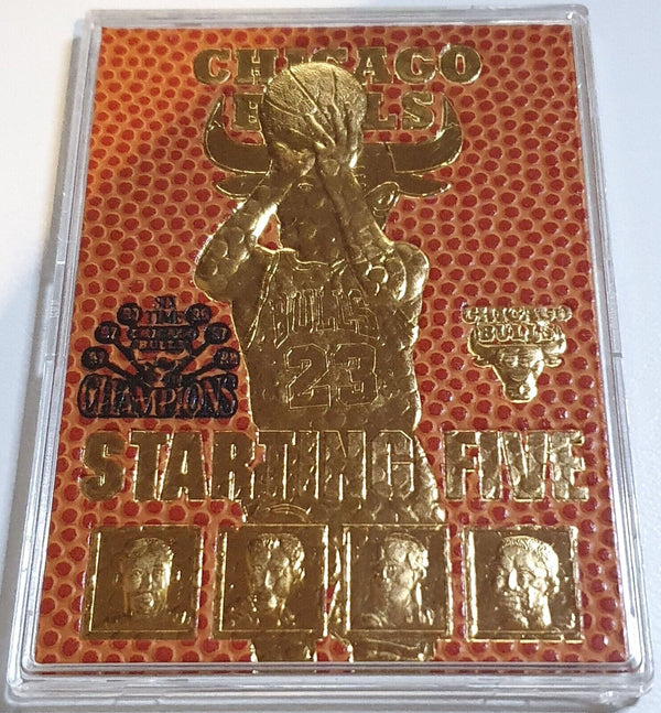 1997 NBA Hoops Chicago Bulls 23KT GOLD CARD Starting 5 - Jordan Pippen Rodman