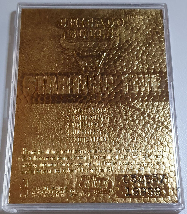 1997 NBA Hoops Chicago Bulls 23KT GOLD CARD Starting 5 - Jordan Pippen Rodman