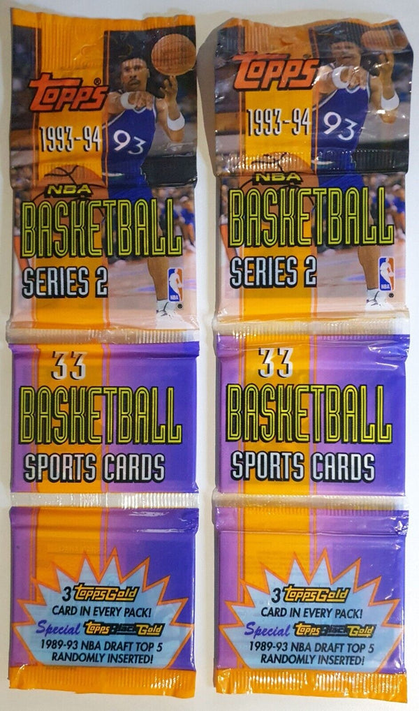 Lot of 2 x of 1993 Topps NBA Basketball Series 2 Jumbo Rack Packs - Sealed Pack