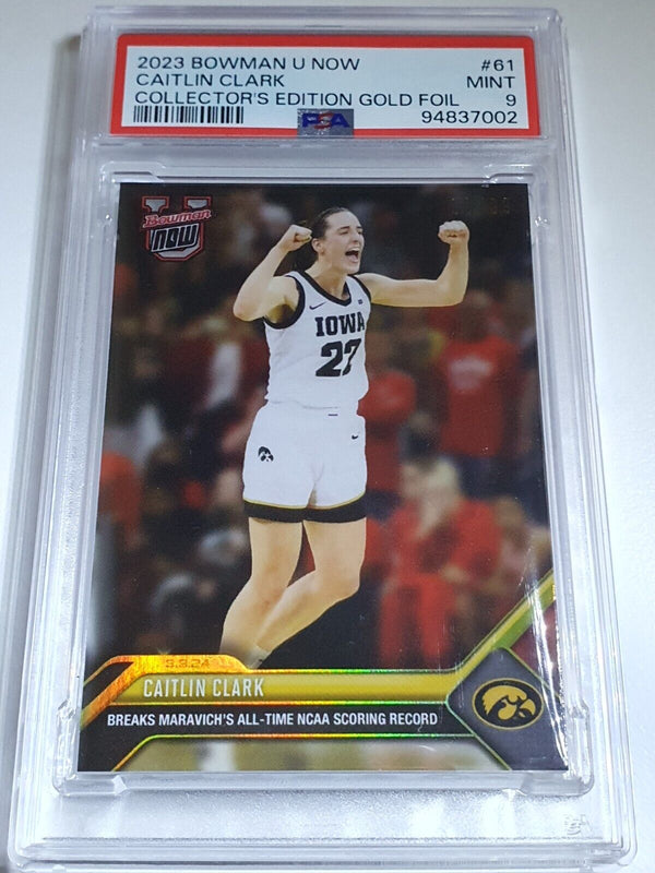 2023 Bowman U Now Caitlin Clark Rookie GOLD FOIL /99 RC - PSA 9 (POP 3)