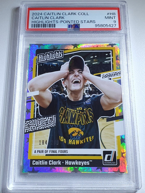 2024 Panini Caitlin Clark Rookie Collection #H8 POINTED STARS /299 Holo - PSA 9