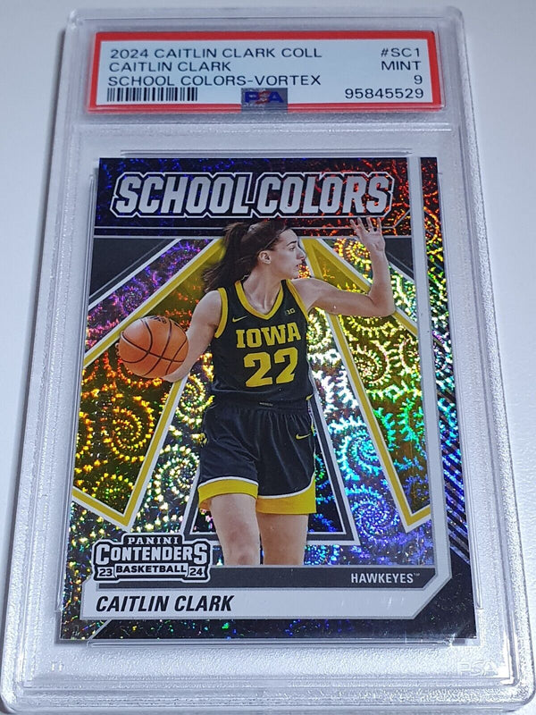 2024 Panini Caitlin Clark Rookie Collection #SC1 VORTEX /399 Holo PSA 9 (POP 3)