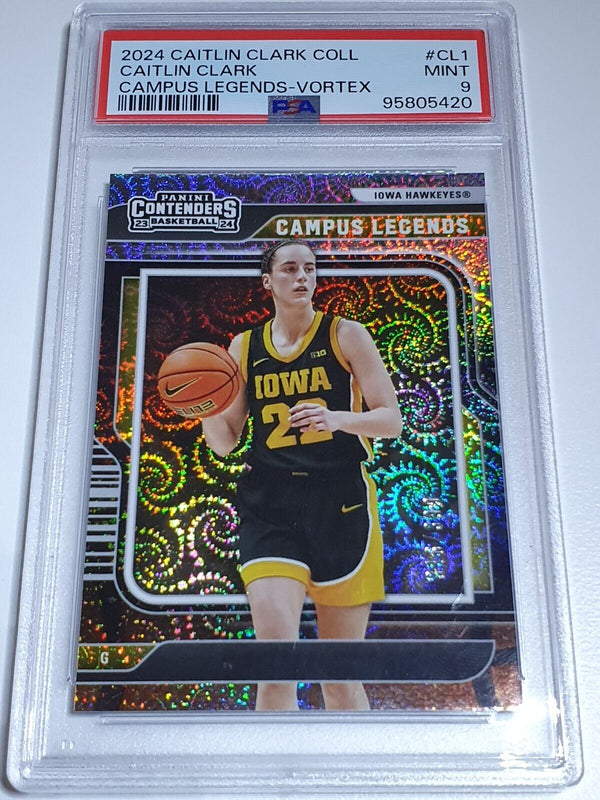 2024 Panini Caitlin Clark Rookie Collection #CL1 VORTEX /399 Holo PSA 9 (POP 1)