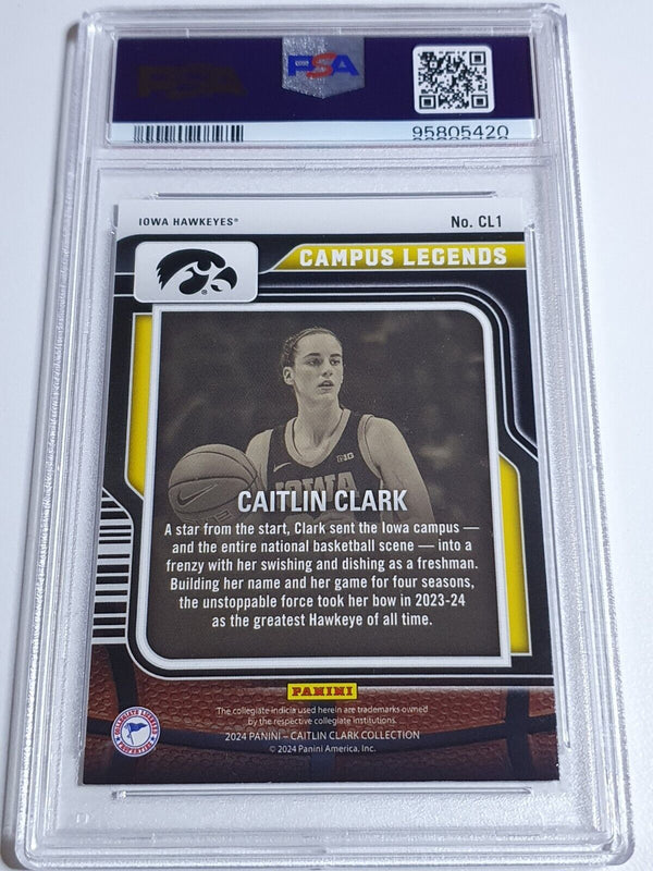 2024 Panini Caitlin Clark Rookie Collection #CL1 VORTEX /399 Holo PSA 9 (POP 1)