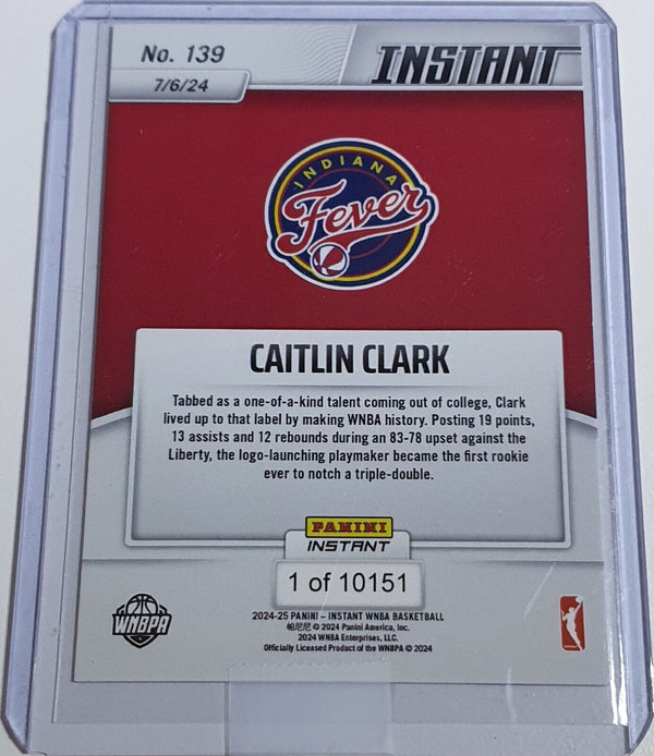 2024 Panini Instant WNBA Caitlin Clark Rookie #139 /10151 RC - Ready to Grade