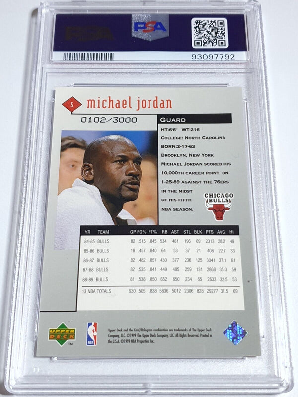 1998 Upper Deck Michael Jordan Black Diamond #5 DOUBLE RED /3000 PSA 9 (POP 11)