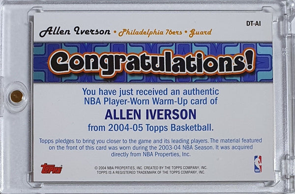 2004 Topps Basketball Allen Iverson #PATCH Game Worn Jersey - Ready to Grade