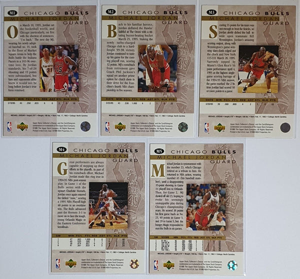 1995 UD Collector's Choice Michael Jordan He's Back COMPLETE SET of 5 - Mint