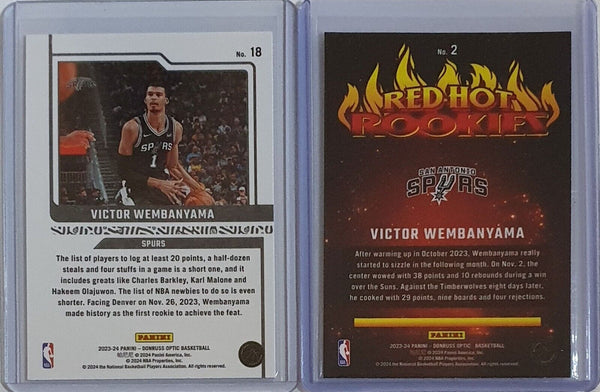 2023 Panini Donruss Optic Victor Wembanyama LOT of 2 Rookie Cards #18 #2 RCs