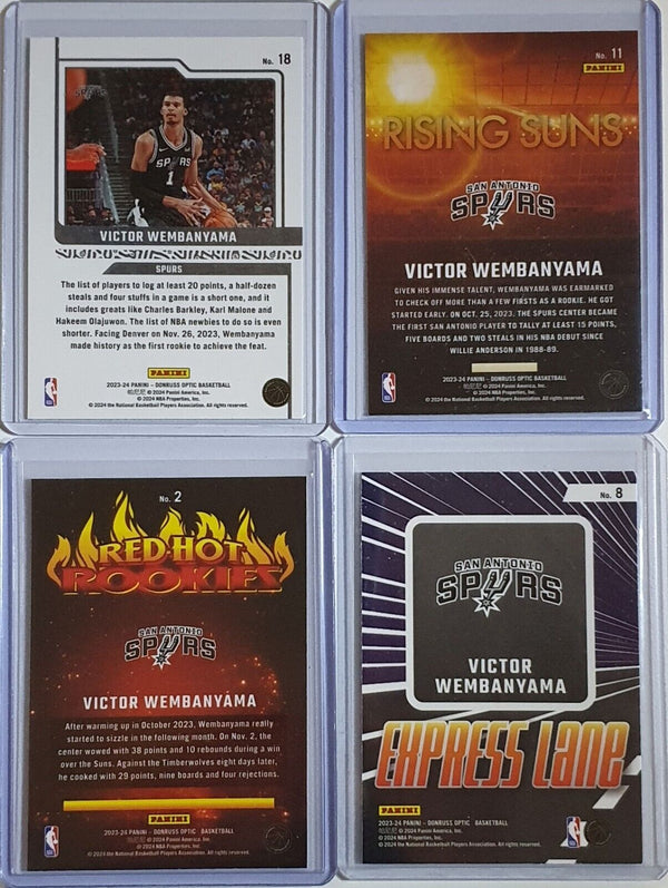 2023 Donruss Optic Victor Wembanyama LOT of 4 Rookie Cards #11 #18 #2 #8 RCs