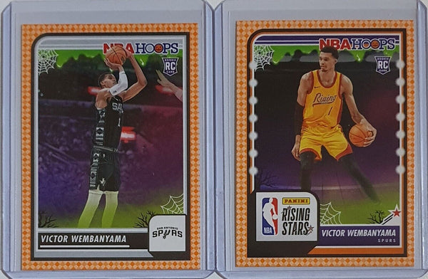 2023 Haunted Hoops Victor Wembanyama LOT of 2 Rookie #108 #282 ORANGE Edition RC