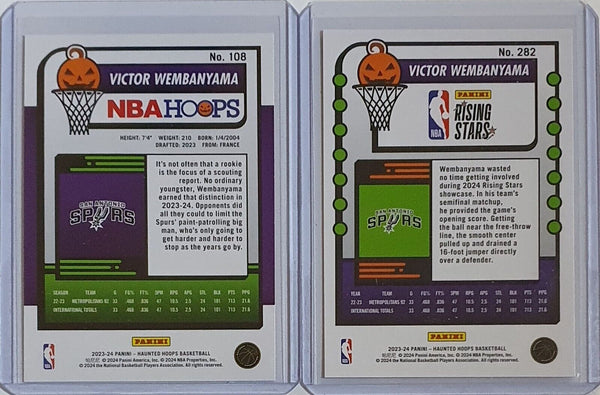 2023 Haunted Hoops Victor Wembanyama LOT of 2 Rookie #108 #282 ORANGE Edition RC