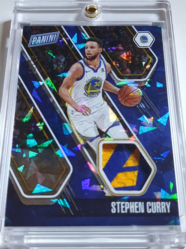 2018 Panini Stephen Curry #PATCH CRACKED ICE /25 Game Worn Logo Jersey - Rare