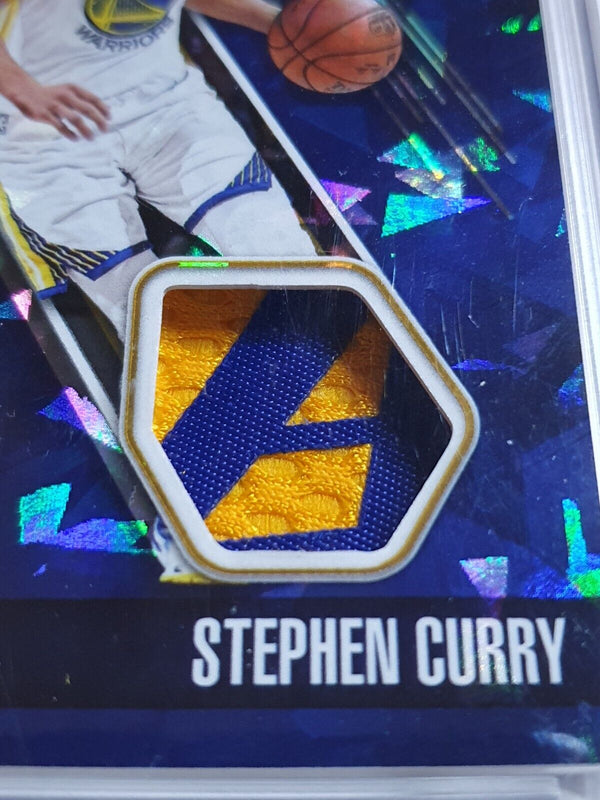 2018 Panini Stephen Curry #PATCH CRACKED ICE /25 Game Worn Logo Jersey - Rare