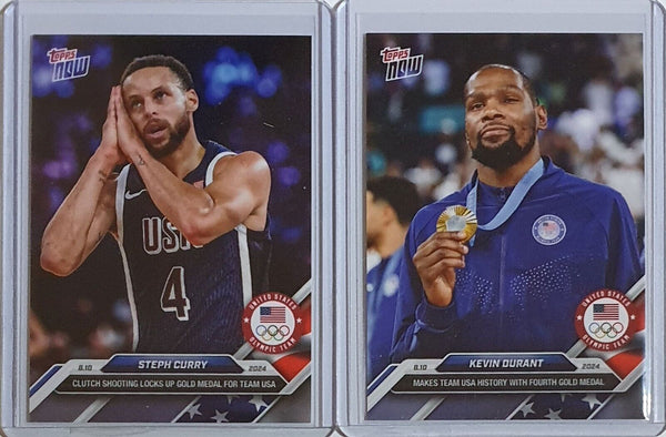 2024 Topps Now Olympics Stephen Curry Kevin Durant #28 #27 Team USA - Rare