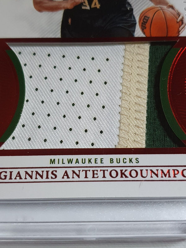 2021 Flawless Giannis Antetokounmpo #PATCH RUBY /15 Game Worn 3 Color Jersey