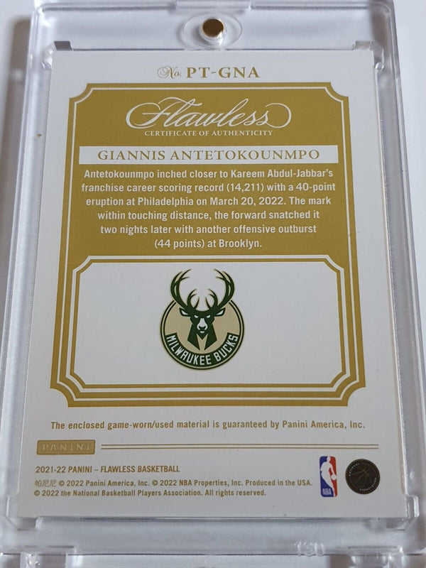 2021 Flawless Giannis Antetokounmpo #PATCH RUBY /15 Game Worn 3 Color Jersey
