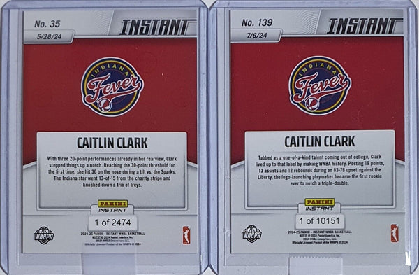 2024 Panini Instant WNBA Caitlin Clark Lot of 2 Rookie Cards #35 #139 RC - Rare