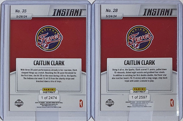 2024 Panini Instant WNBA Caitlin Clark Lot of 2 Rookie Cards #28 #35 RC - Rare