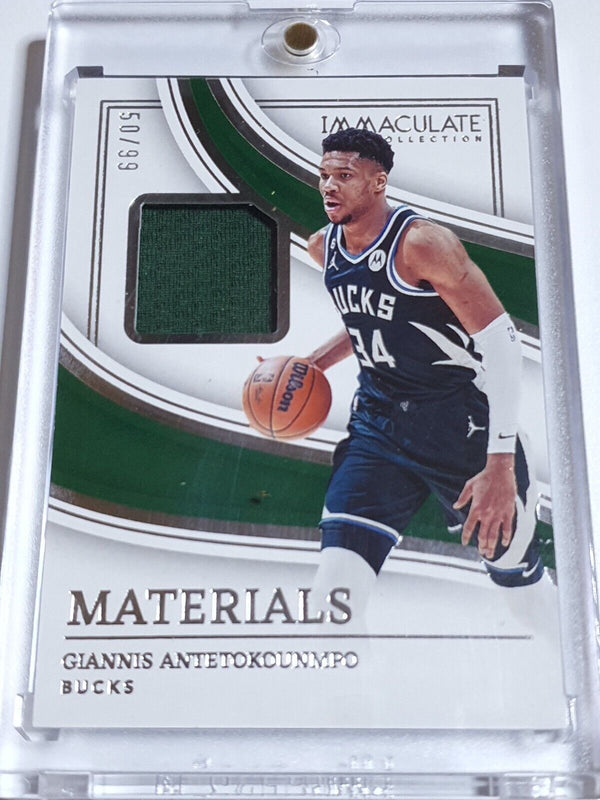 2022 Panini Immaculate Giannis Antetokounmpo #PATCH /99 Game Worn Jersey - Rare