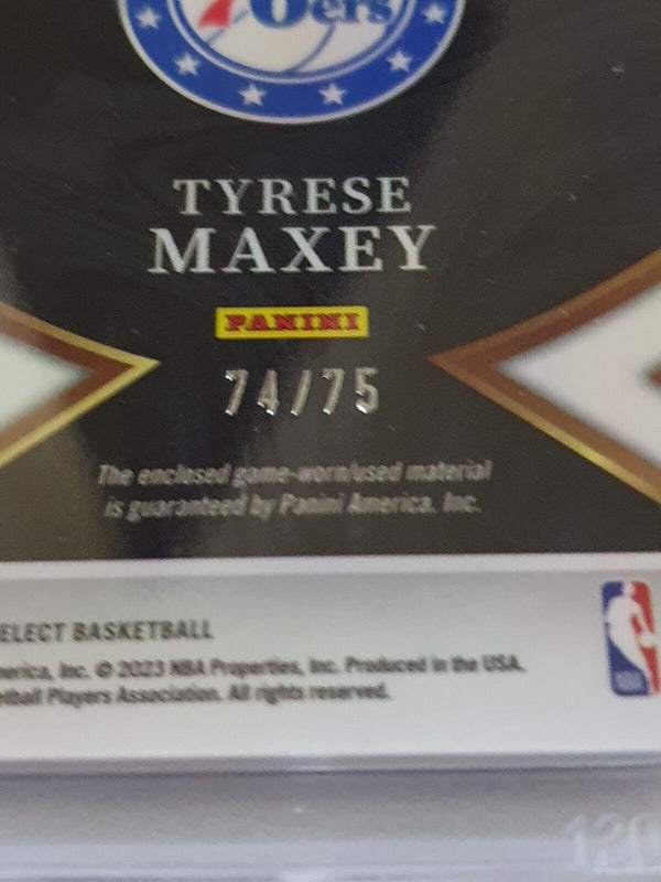 2022 Panini Select Tyrese Maxey #PATCH BLUE /75 Prizm Game Worn Jersey - Rare